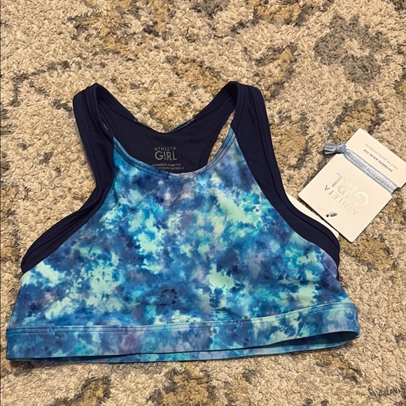 NWT* Athleta Girl Blue and Navy Tie-Dye Bikini Top - Picture 1 of 4